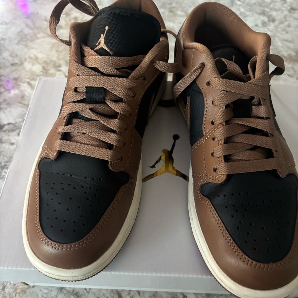 Air Jordan Brown 1 Low.  Brown & Black (Archaeo). Women’s size 7.
